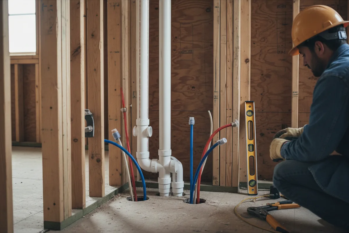 Drain and supply rough-in during Toilet Repair and Installation in West Newton